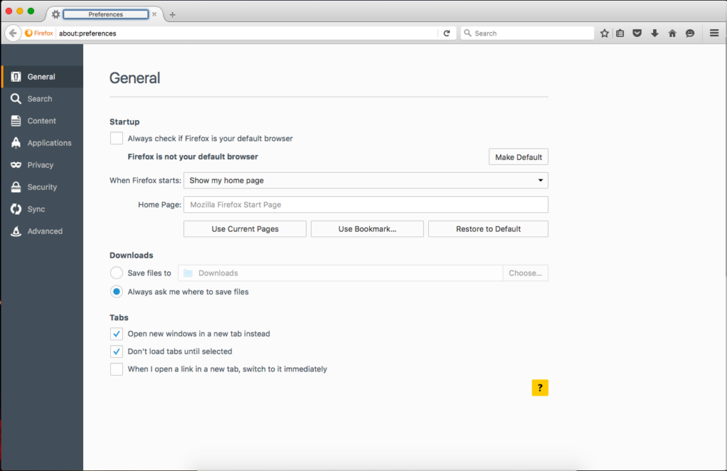 Firefox Preferences - 01